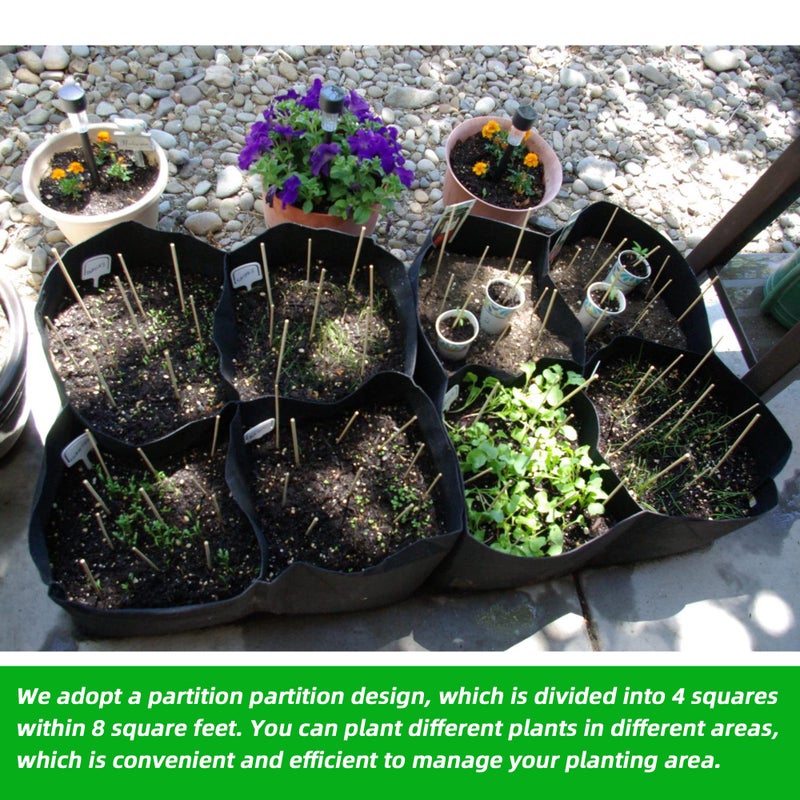 CJGQ Fabric Raised Garden Beds Outdoor  2X2 Ft 4 Grids Plant Grow Bags Vegetables Planter Raised Bed for Growing Potatoes Flowers  Square Plant Growing Container Bags for Outdoor Indoor - Image 5